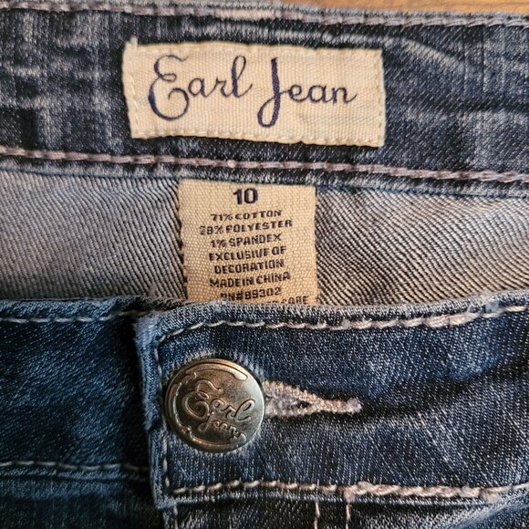 Earl Jeans Size 10 Mid Rise Straight Jeweled Button Flap Wings Medium Light - Picture 5 of 11